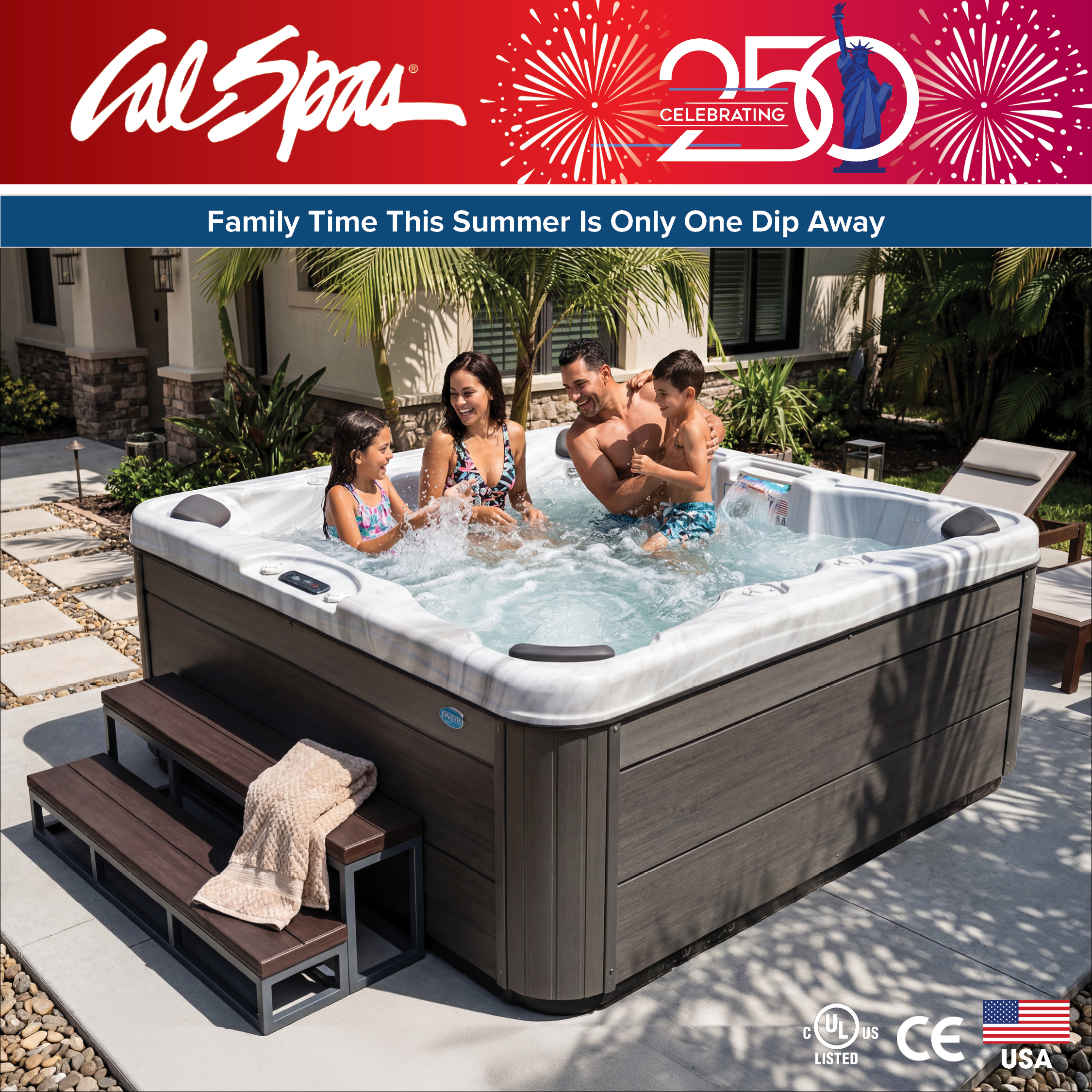 Calspas hot tub being used in a family setting - St Louis